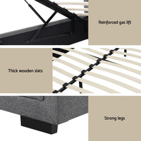 Artiss Upholstered Queen Gas Lift Storage Bed Frame with 2-Drawer Bedside Table Set