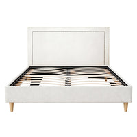 Artiss Queen Bed Frame Platform Bed Base Upholstered Headboard Linen Fabric Beige