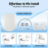 Cefito Non Electric Bidet Toilet Seat O-Shape Dual Nozzle Soft Close WaterMark DIY