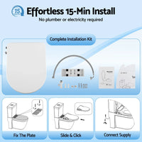 Cefito Non Electric Bidet Toilet Seat D-Shape Dual Nozzle Soft Close WaterMark DIY
