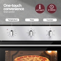 Devanti 60cm Electric Built In Wall Oven Stainless Steel 70L Silver