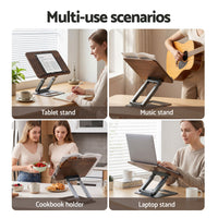 Artiss Book Stand Telescopic Book Holder with Page Clip Ergonomic Desktop Stands OAK