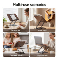 Artiss Book Stand Adjustable Book Holder Foldable Reading Rest Rack with 360 Degree Rotating Base and Page Clip