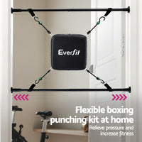 Everfit Doorway Punching Bag Adjustable Apartment Friendly with Boxing Gloves Black