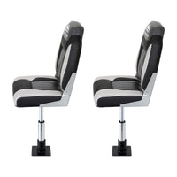 Seamanship 2X Folding Boat Seats with 2X Adjustable Pedestals 34–46cm Marine Seat Swivel High Back 12cm Padding Black