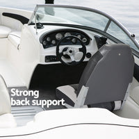 Seamanship 2X Folding Boat Seats with 2X Adjustable Pedestals 34–46cm Marine Seat Swivel High Back 12cm Padding Black