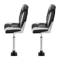 Seamanship 2X Folding Boat Seats with 2X Adjustable Pedestals 55–75cm Marine Seat Swivel High Back 12cm Padding Black