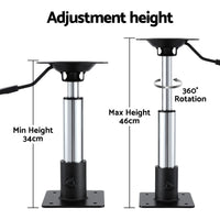 Seamanship Boat Seat Pedestal 34–46cm Adjustable Gas Lift 360 Degrees Swivel 2 Pack