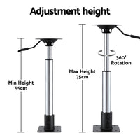 Seamanship Boat Seat Pedestal 55 - 75cm Adjustable Gas Lift 360 Degrees Swivel