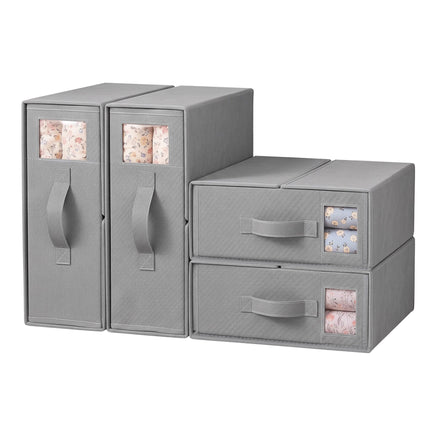 Artiss Bed Sheet Organisers Box Set 4Pcs Storage King Size Bedding Foldable Grey