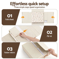 Artiss Bed Sheet Organisers Box 8Pcs Storage King Size Bedding Foldable Beige