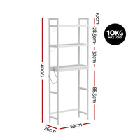 Artiss Over Toilet Storage Bathroom Rack Space Saving 3 Tier Organiser White