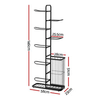 Everfit Ball Storage Rack Sports Equipment Organizer 7-Tier with Basket for Garage Gym Black
