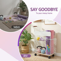 Everfit Yoga Mat Storage Rack Mobile Holder with Wheels Basket Home Gym Storage Organizer White