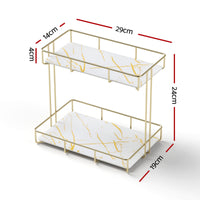 Artiss Bathroom Storage Rack 2 Tier Corner Organiser Gold Marble Look