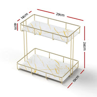 Artiss 2X Bathroom Storage Rack 2 Tier Corner Organiser Gold Marble Look