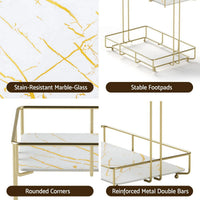 Artiss 2X Bathroom Storage Rack 2 Tier Corner Organiser Gold Marble Look