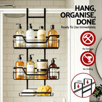 Artiss 3 Tier Over The Door Shower Caddy Hanging Bathroom Storage Organizer