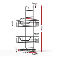 Artiss 2X 3 Tier Over The Door Shower Caddy Hanging Bathroom Storage Organizer