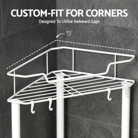 Artiss 4 Tier Floor Standing Corner Shower Caddy Bathroom Organizer White