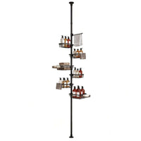 Artiss Tension Pole Shower Caddy Steel Corner Bathroom Shelf Black