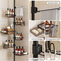 Artiss Tension Pole Shower Caddy Steel Corner Bathroom Shelf Black