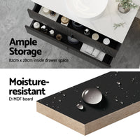 Cefito Vanity Unit 900mm Bathroom Cabinet Storage Wall Hung Black Timber Front