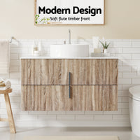 Cefito Vanity Unit 900mm Bathroom Cabinet Storage Wall Hung Timber Front Pine