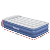 Air Mattress Single Inflatable Bed 46cm Airbed Blue