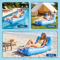 Bestway Inflatable Pool Float Sun Lounger with Cup Holder 163x94cm Blue