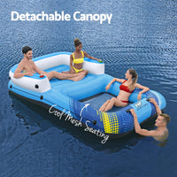 Inflatable Floating Island Float Lounger Sunshade Pool Bed 3.05Mx1.86M