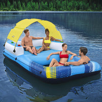 Inflatable Floating Island Float Lounger Sunshade Pool Bed 3.05Mx1.86M