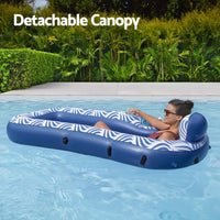 Inflatable Floating Float Lounger with Sunshade Canopy 1.98Mx1.12M Blue