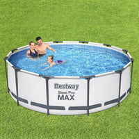 Swimming Pool 366x100cm Steel Frame Round Above Ground Pools w/ Filter Pump 9150L