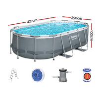 Swimming Pool 427x250x100cm Steel Frame Above Ground Pools Filter Pump Ladder 7250L