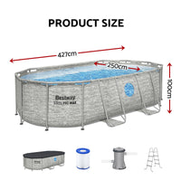 Bestway Swimming Pool 427x250x100cm Steel Frame Above Ground Pools Filter Pump Ladder 7250L