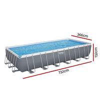 Swimming Pool 732x366x132cm Steel Frame Above Ground Pools Ladder 30045L