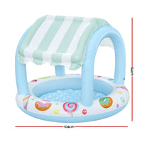 Bestway Inflatable Kids Pool with Sun Shade Candy Theme 104x84cm