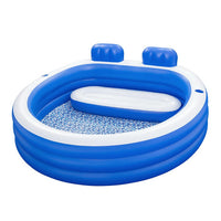 Kids Inflatable Pool Above Ground Pools Bench Seat Cup Holder 231x219cm