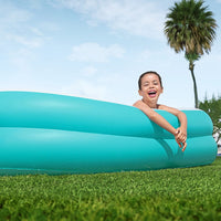 Kids Inflatable Family Pool with Center Console Cup Holder 218x218x48cm