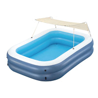 Kids Inflatable Pool Above Ground Splash Pool with Sunshade 254x178cm