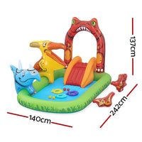 Kids Inflatable Play Splash Pool with Slide Ball Tossing Toys 242x140cm