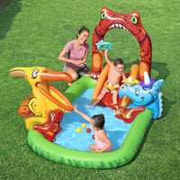 Kids Inflatable Play Splash Pool with Slide Ball Tossing Toys 242x140cm