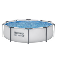 Bestway 305CM Swimming Pools Steel Above Ground Round Backyard Pool Set White