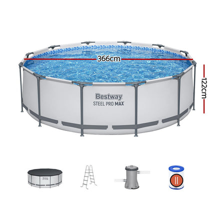 Bestway 366cm Swimming Pool Above Ground Pools Round Filter Pump Cover Ladder