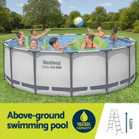 Bestway Swimming Pool 427x427x122cm Steel Frame Above Ground Pools Round Filter Pump Ladder