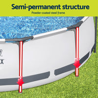 Bestway Swimming Pool 427x427x122cm Steel Frame Above Ground Pools Round Filter Pump Ladder