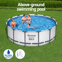 Swimming Pool 427x427x122cm Steel Frame Above Ground Pools Round Filter Pump Ladder