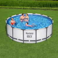 Swimming Pool 427x427x122cm Steel Frame Above Ground Pools Round Filter Pump Ladder