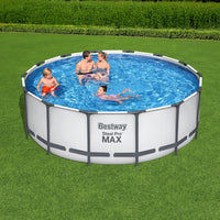 Swimming Pool 427x427x122cm Steel Frame Above Ground Pools Round Filter Pump Ladder